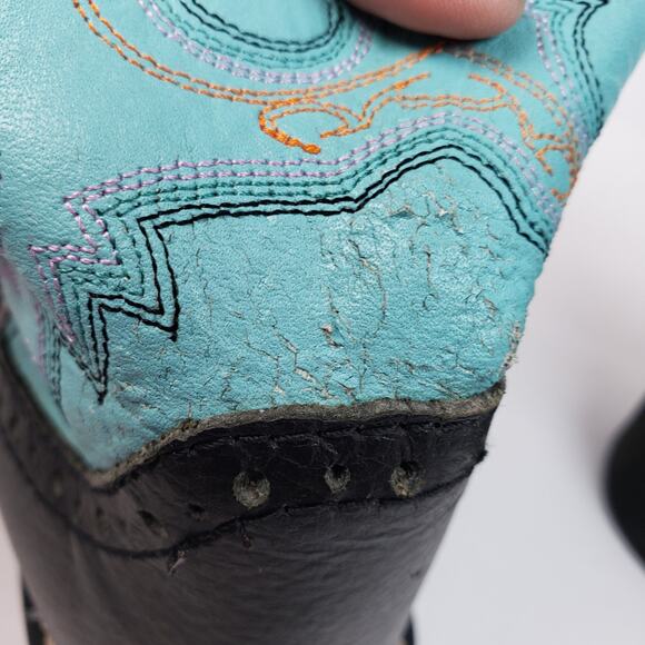 Justin Gypsy Womens Size 7 B Teal Black Leather Pull On Western Cowboy Boots - Picture 10 of 14